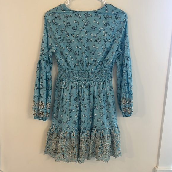 Anthropologie x A Collective Story Blue Floral Embroidered Eyelet Dress- S - Picture 8 of 8